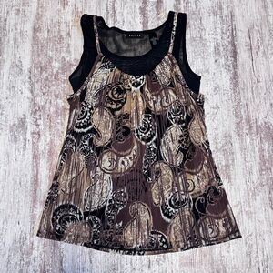 Axcess Black and‎ Brown Patterned Top Women’s Size Medium